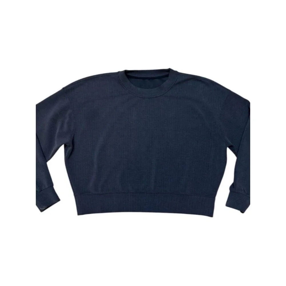 Lululemon Softstreme Cropped Crew Oversized Washed Black Charcoal M/L